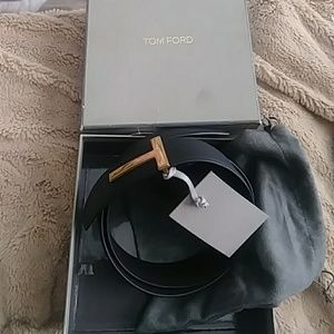 🆕TOM FORD Blk/Drk Choc Leather Belt size 36